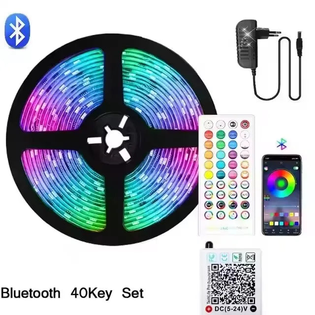 5M-40M Led Lights For Bedroom Color Changing Rgb Led Strip Lights Indoor Music Sync 24V Led Ribbon With Remote And App Control